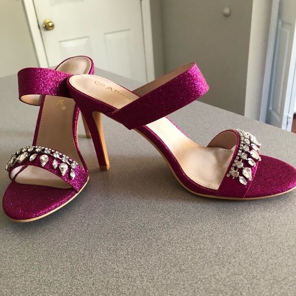 NEW Allegra K Women’s Glitter Rhinestone Stilettos in Hot Pink- Size 10 - Picture 3 of 9